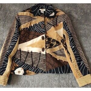 Sandy Starkman Mixed Media Blazer Pathwork Multicolor Size Small